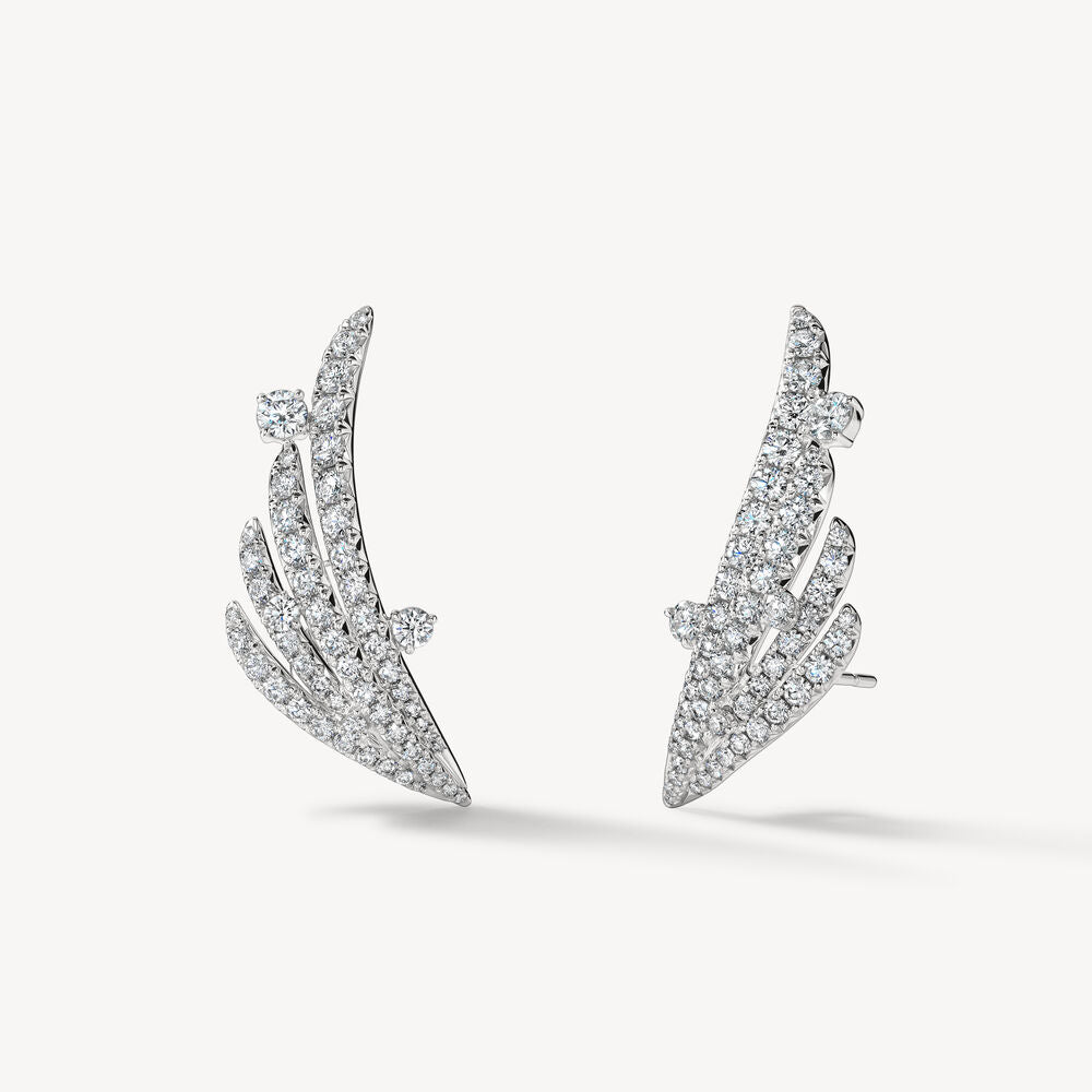 VELA French Cut Pavé Floating Diamond Climber Earrings