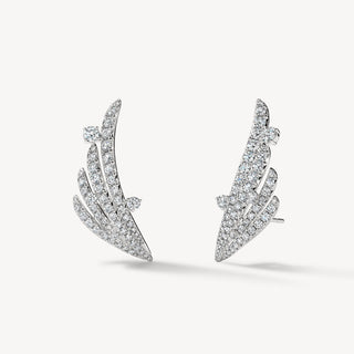 VELA French Cut Pavé Floating Diamond Climber Earrings thumbnail