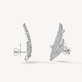 VELA French Cut Pavé Floating Diamond Climber Earrings thumbnail