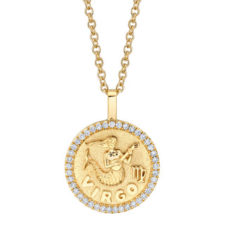 Aries Zodiac Coin Pendant With Diamond Frame thumbnail