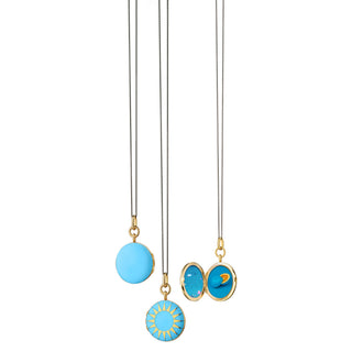TURQUOISE ENAMEL AND VERMEIL ROUND LOCKET thumbnail