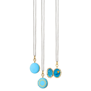 TURQUOISE ENAMEL AND VERMEIL ROUND LOCKET thumbnail