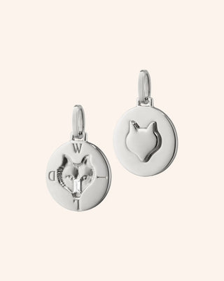 "Wild" Wolf Sterling Silver Intaglio Necklace with White Sapphires thumbnail