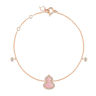 Petite Wulu bracelet in 18K rose gold with diamonds and pink opal thumbnail
