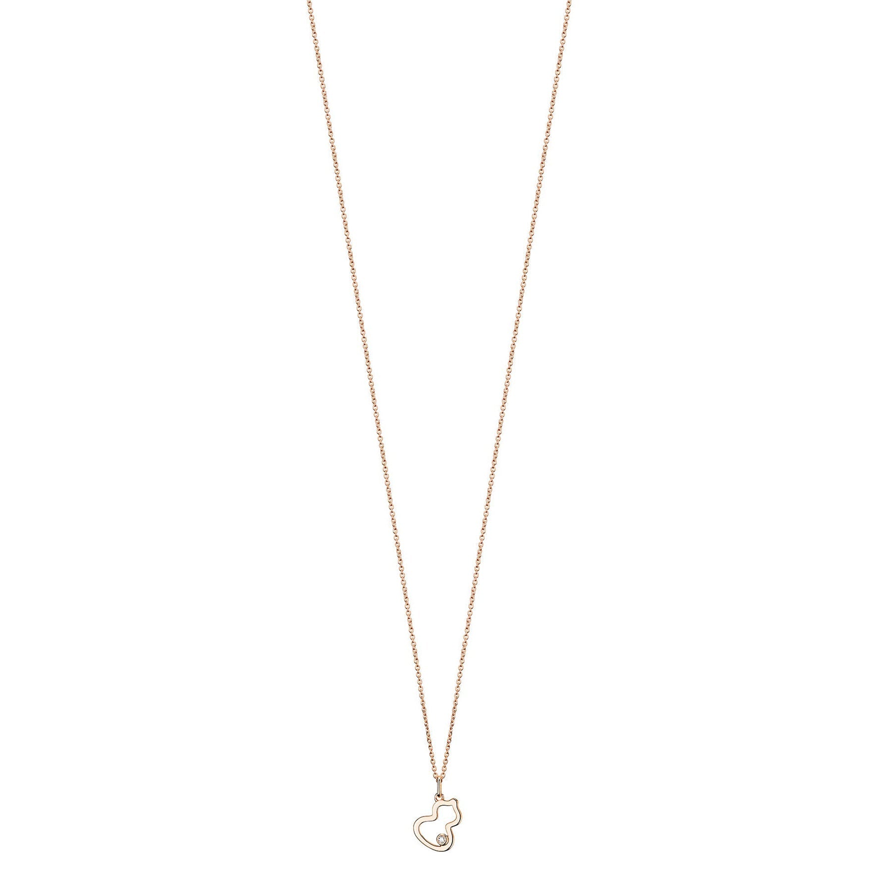 送料込 Qeelin Petite Wulu 18K RoseGold Diamond Petite Wulu necklace in 18K rose gold with a diamond– CD Peacock