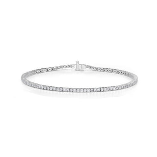 Memoire 18K White Gold CLASSIC 4PRNG LINE Bracelet 1.28-1.38ctw Diamond 7" - CBDD118-SPECIAL thumbnail