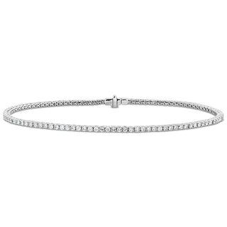 Memoire 18K White Gold CLASSIC 4PRNG LINE Bracelet 1.28-1.38ctw Diamond 7" - CBDD118-SPECIAL thumbnail