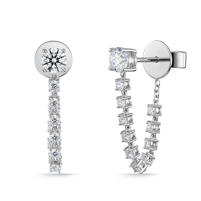 Memoire 18K White Gold ESSENTIALS DRAPED STILETTO Earrings 1.02ctw Diamond G-H Color, SI Clarity - CEDD11742008W72000