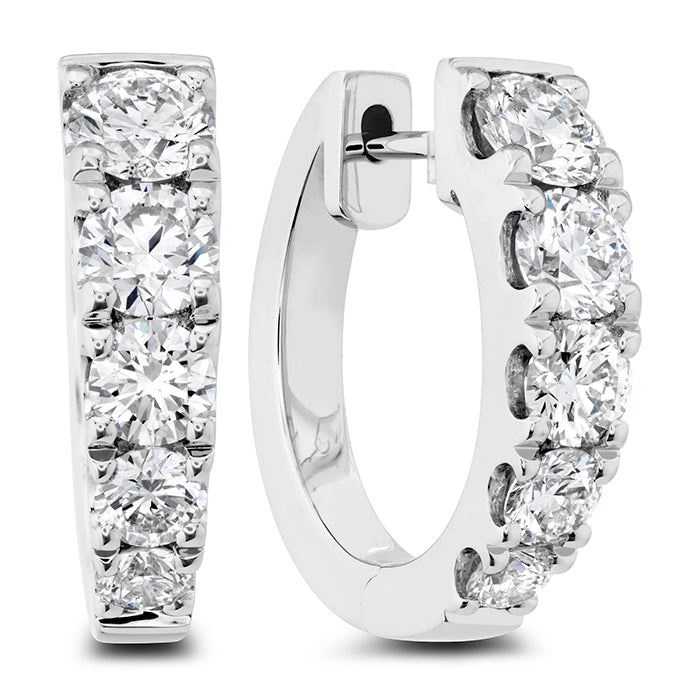 Memoire 18K White Gold GRADUATED 1.51ctw Diamond G-H Color, SI Clarity HUGGIE Earrings - CHHO14116178W72000