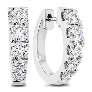 Memoire 18K White Gold GRADUATED 1.51ctw Diamond G-H Color, SI Clarity HUGGIE Earrings - CHHO14116178W72000 thumbnail