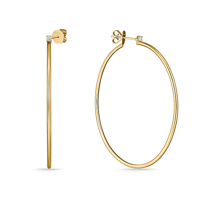 Memoire 18K Yellow Gold Essentials Large .09ctw Diamond HOOPS - CHHO14760608Y72000