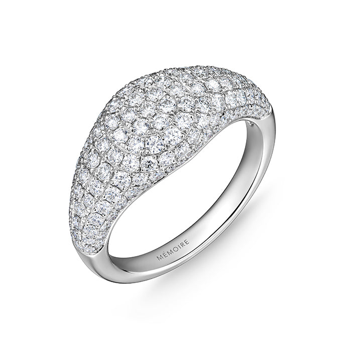 Memoire 18K White Gold PARAMOUNT 1.39ctw Diamond SIGNET Ring SZ6.5 - FRPV10765008W72000
