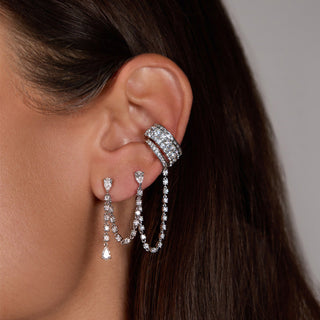 Isla Double Piercing Loop Earring with Diamond Chain Drop thumbnail