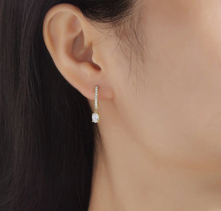 Lab Grown Diamond 0.86ct Oval Dangling hoop Earrings thumbnail