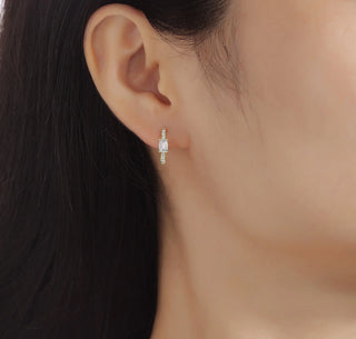 Lab Grown Diamond 0.78ct Emerald mini hoop Earrings thumbnail