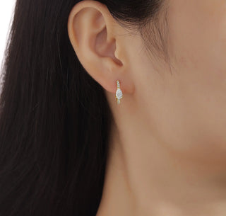 Lab Grown Diamond 0.84ct Pear mini hoop Earrings thumbnail