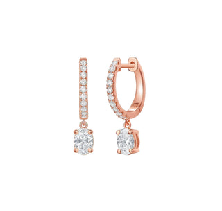 Lab Grown Diamond 0.86ct Oval Dangling hoop Earrings thumbnail