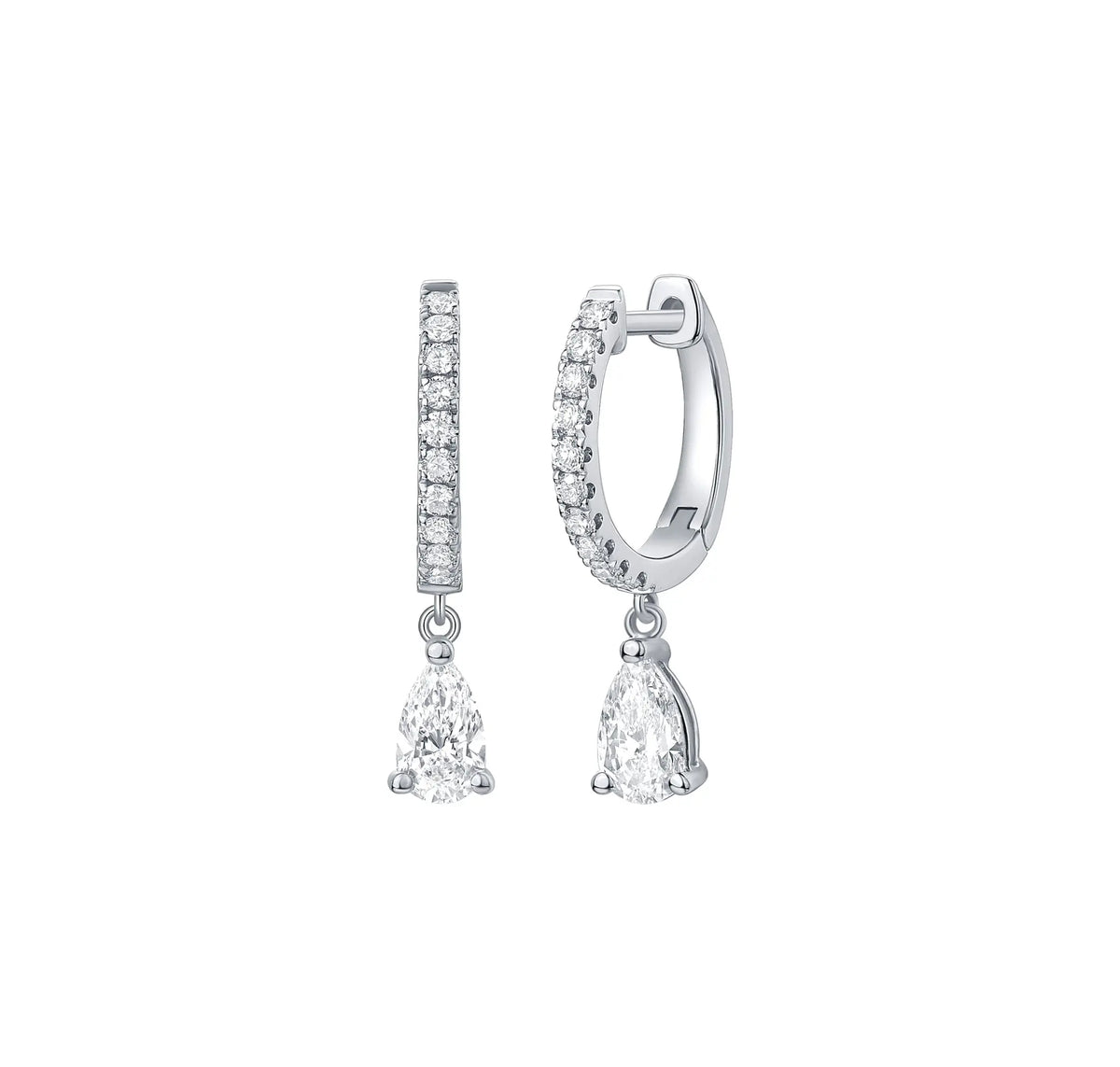 Lab Grown Diamond 0.87ct Pear Dangling hoop Earrings