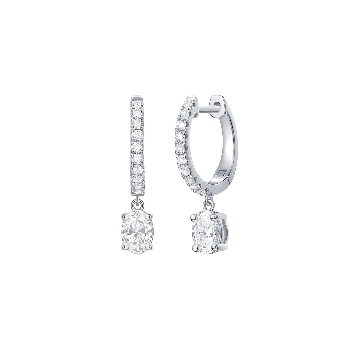 Lab Grown Diamond 0.86ct Oval Dangling hoop Earrings