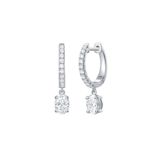 Lab Grown Diamond 0.86ct Oval Dangling hoop Earrings thumbnail
