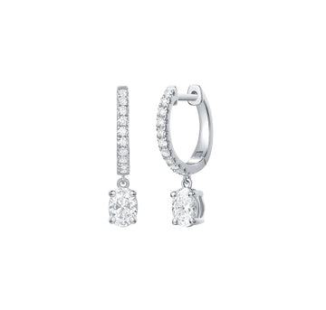 Lab Grown Diamond Oval Dangling hoop Earrings