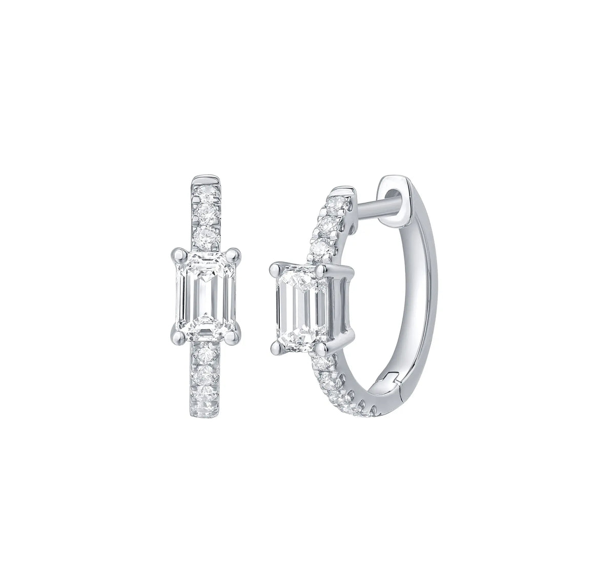 Lab Grown Diamond 0.78ct Emerald mini hoop Earrings