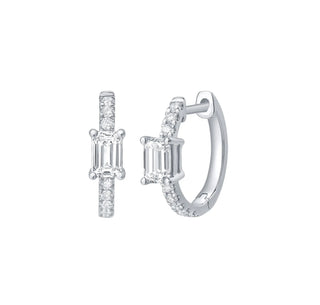 Lab Grown Diamond 0.78ct Emerald mini hoop Earrings thumbnail