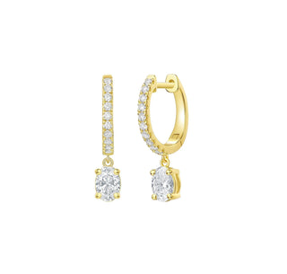 Lab Grown Diamond 0.86ct Oval Dangling hoop Earrings thumbnail
