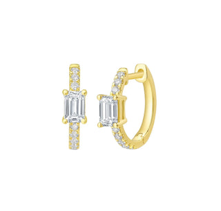 Lab Grown Diamond 0.78ct Emerald mini hoop Earrings thumbnail