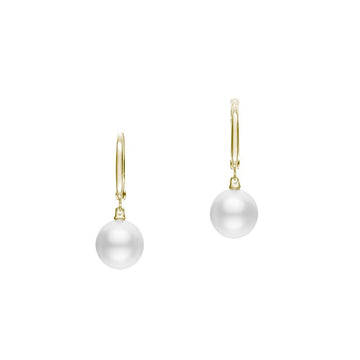 White South Sea Cultured Pearl Drop Earrings in 18K Yellow Gold