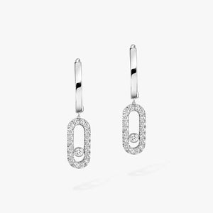 Move Uno Diamond Hoop Earrings White Gold