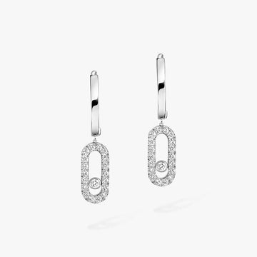 Move Uno Diamond Hoop Earrings White Gold