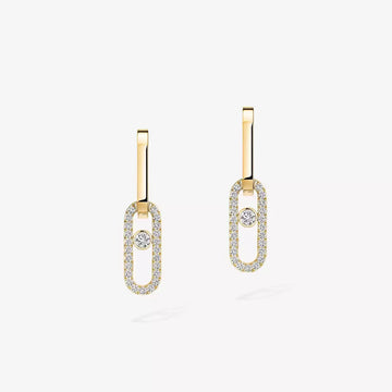 Move Link Diamond Earrings Yellow Gold