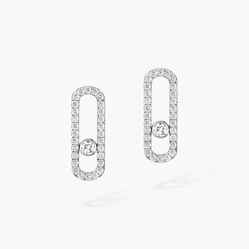 Move Uno Pavé-Set Diamond Earrings White Gold