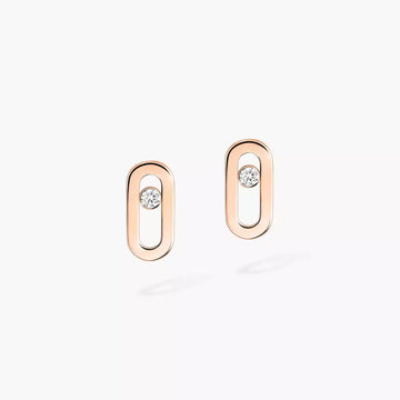 Move Uno Diamond Stud Earrings Pink Gold
