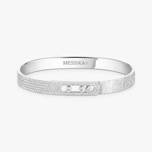 Move Noa Diamond Semi Pavé Chiseled Bangle White Gold