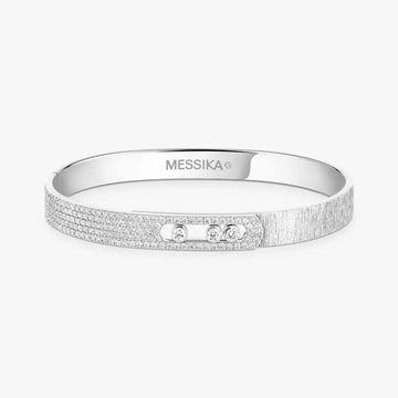 Move Noa Diamond Semi Pavé Chiseled Bangle White Gold