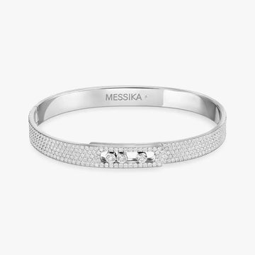 Move Noa White Gold Full Pavé Diamond Bangle Bracelet