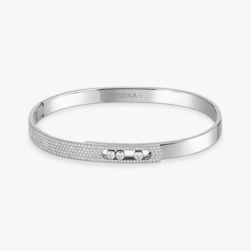 White Gold Pavé Diamond Bangle Bracelet Move Noa