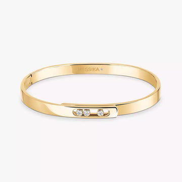 Yellow Gold Diamond Bangle Bracelet Move Noa