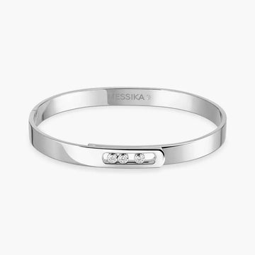 White Gold Diamond Bangle Bracelet Move Noa