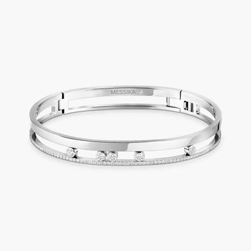 White Gold Diamond Bangle Bracelet Move Romane