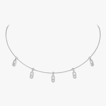 Move Uno Drop Pendant Diamond Choker Necklace White Gold