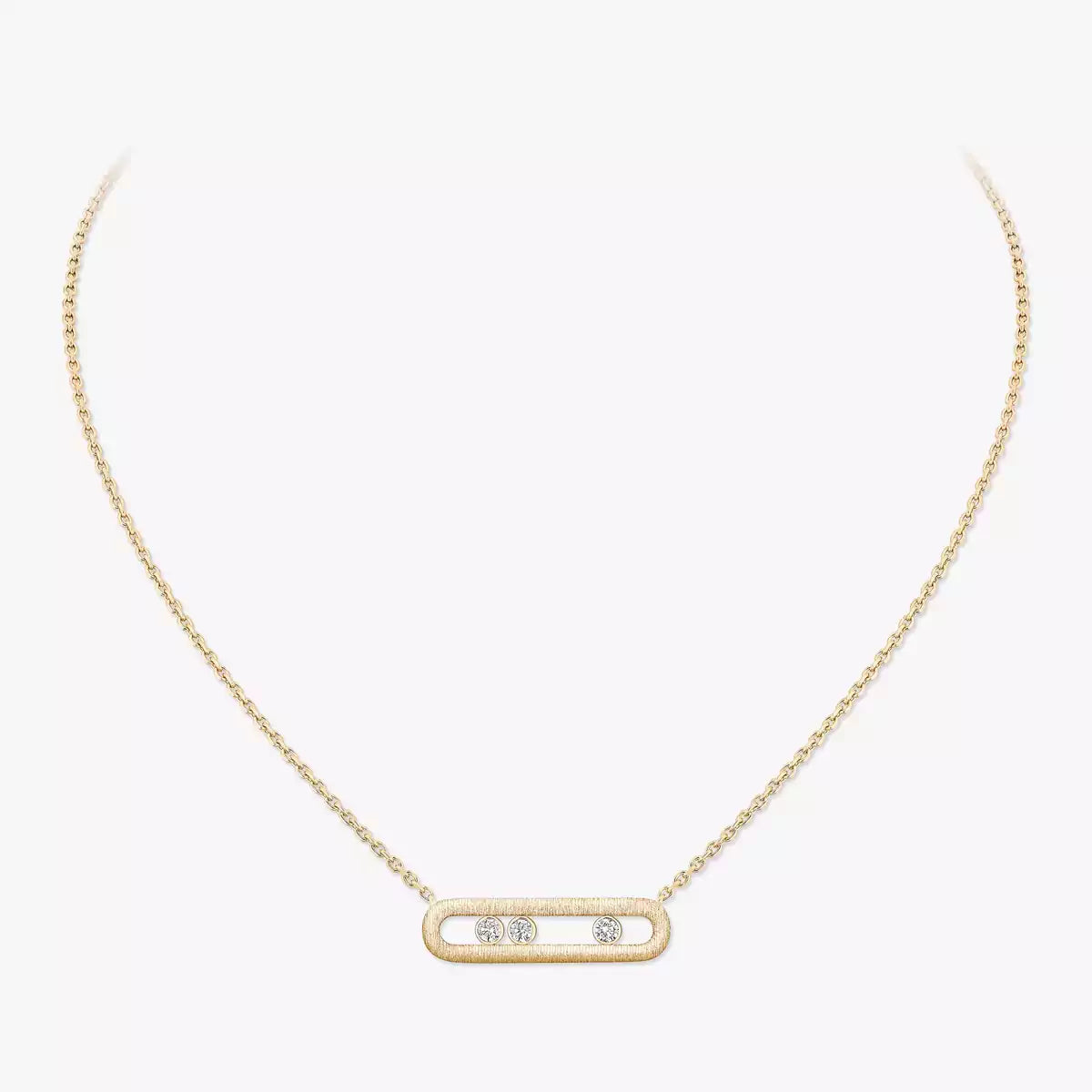 Move Classique Diamond Chiselled Necklace Yellow Gold