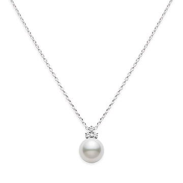 Classic White South Sea Cultured Pearl Pendant in 18K White Gold with Diamond