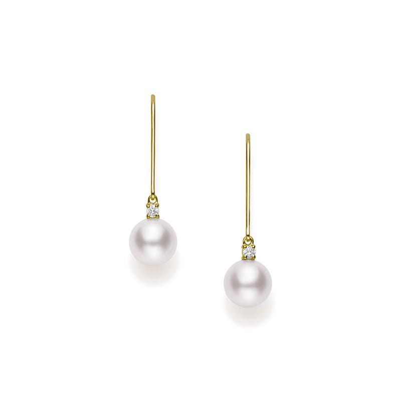 Akoya Cultured Pearl Drop Earrings in 18K Yellow Gold