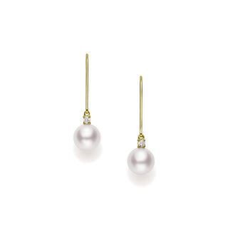 Akoya Cultured Pearl Drop Earrings in 18K Yellow Gold thumbnail