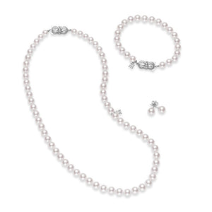 18" Akoya Cultured Pearl Three Piece Set – 18K White Gold Clasp