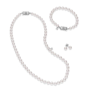 18" Akoya Cultured Pearl Three Piece Set – 18K White Gold Clasp thumbnail