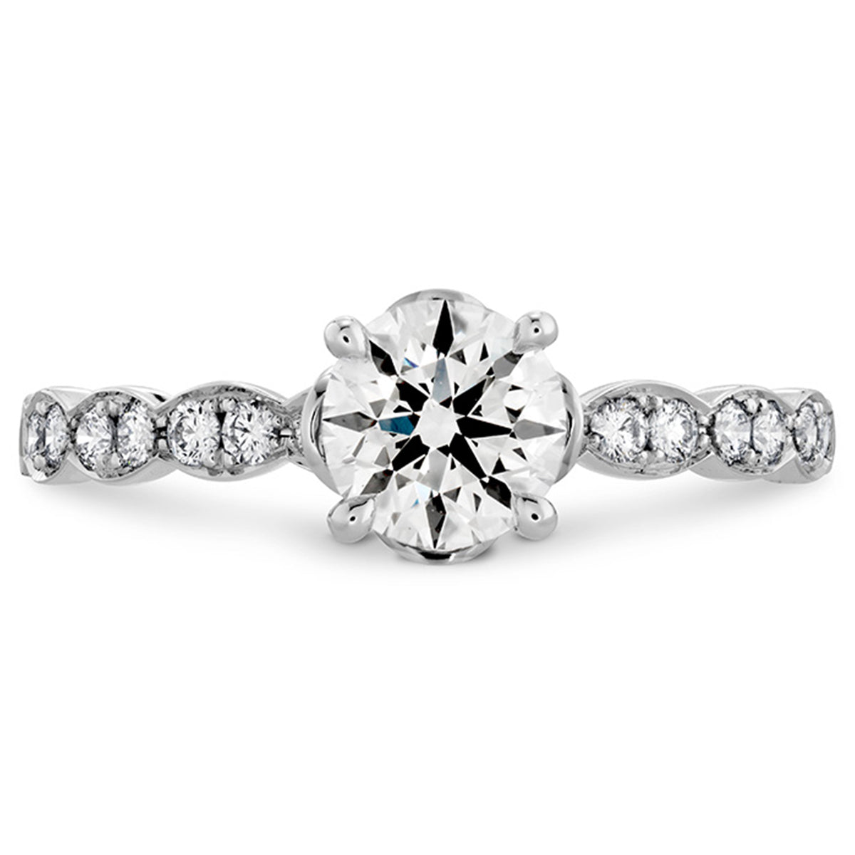 Lorelei Floral Engagement Ring with Diamond Band